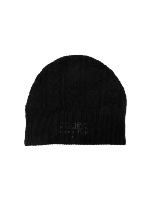 MM6 Maison Margiela numbers-motif cable-knit beanie