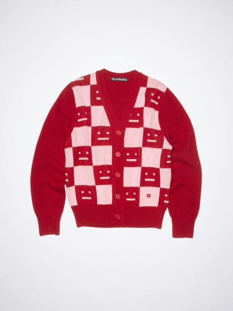 Acne Studios Wool knit cardigan - Deep red/faded pink melange