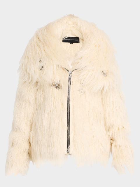 COÛT DE LA LIBERTÉ Cory Embellished Faux Fur Coat