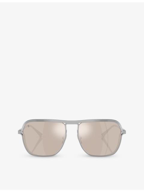 Ferrari FH1014T Square-Frame Metal Sunglasses