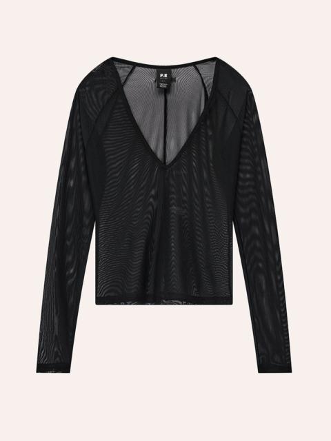 P.E NATION ALL OUT MESH LONG SLEEVE TOP IN BLACK