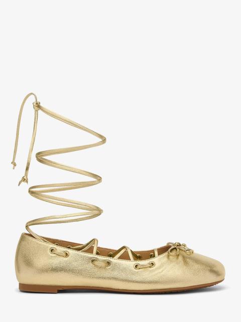 MICHAEL KORS Shae Flex Metallic Leather Ballet Flat