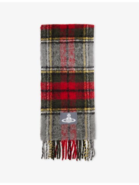 Vivienne Westwood Tartan Logo-Patch Alpaca-Blend Scarf