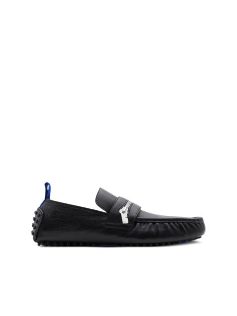 zip-detail leather loafers