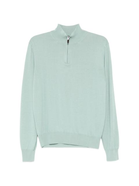 Canali stand-collar zip-up sweater