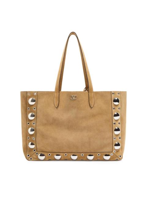 Valentino Men's Nellcôte Large Suede Shopping Bag - Havana Beige
