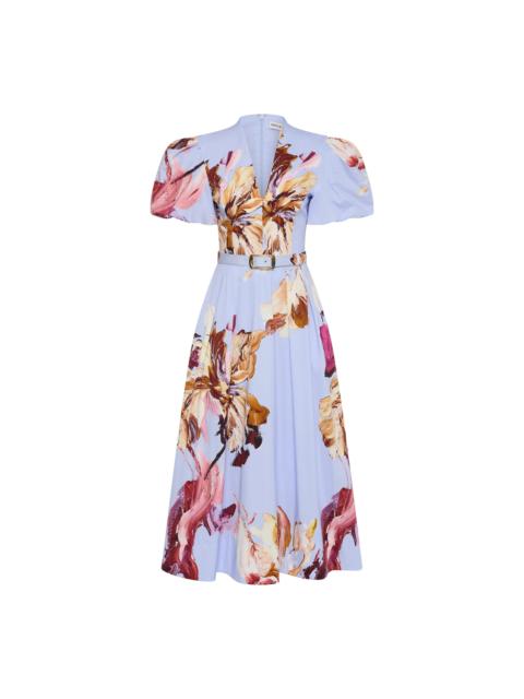 REBECCA VALLANCE Fleur De Lis Short Sleeve Midi Dress