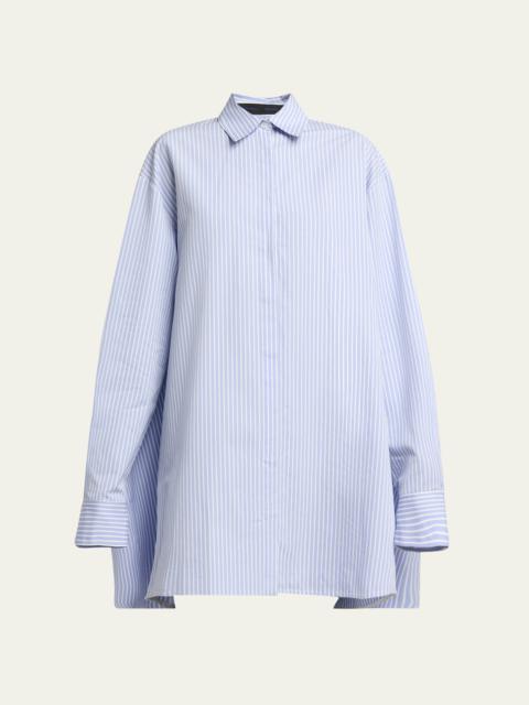 Proenza Schouler Isla Striped Cotton-Silk Poplin Cape Mini Shirtdress
