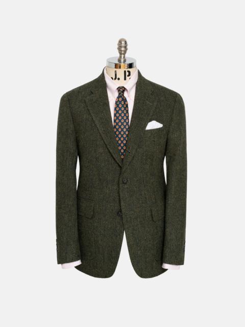 J. PRESS MADE-IN-CANADA OLIVE HERRINGBONE HARRIS TWEED SPORT COAT