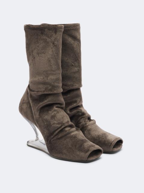 Rick Owens Cantilever velvet jersey wedge boots