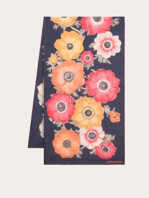 FERRAGAMO Anemone print silk scarf