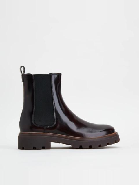 Tod's ANKLE BOOTS IN LEATHER - BURGUNDY