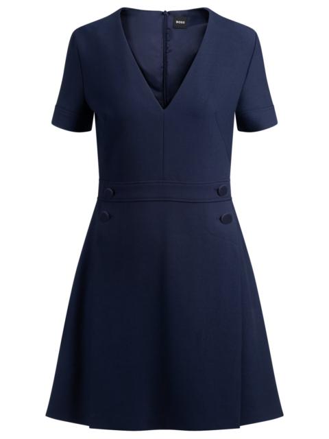 BOSS V-NECK BODYCON BUSINESS DRESS WITH TONE-ON-TONE BUTTONS