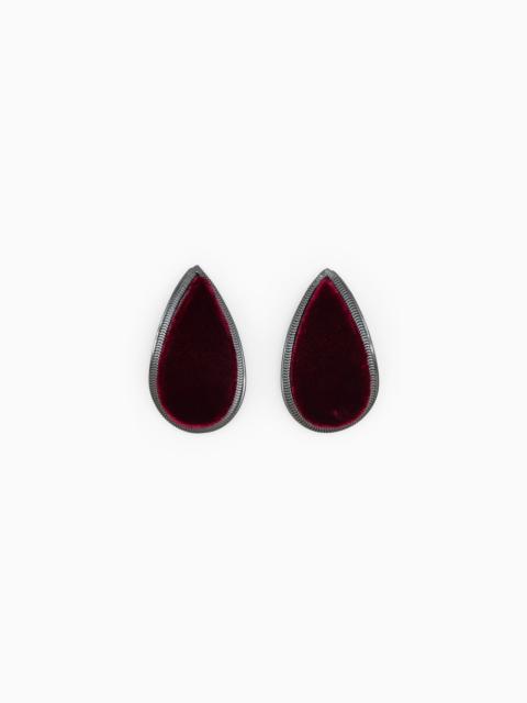 GIORGIO ARMANI BRASS DROP EARRINGS COVERED IN VELVET