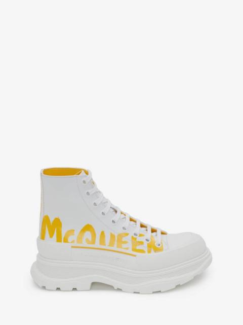Alexander McQueen Men's Tread Slick Boot in White/pop Yellow