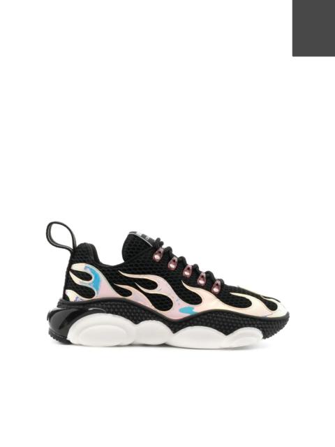 Moschino flame-effect lace-up sneakers