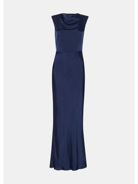 WHISTLES Cowl-neck tie-back satin maxi dress