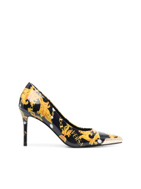VERSACE JEANS COUTURE 80mm engraved-logo leather pumps