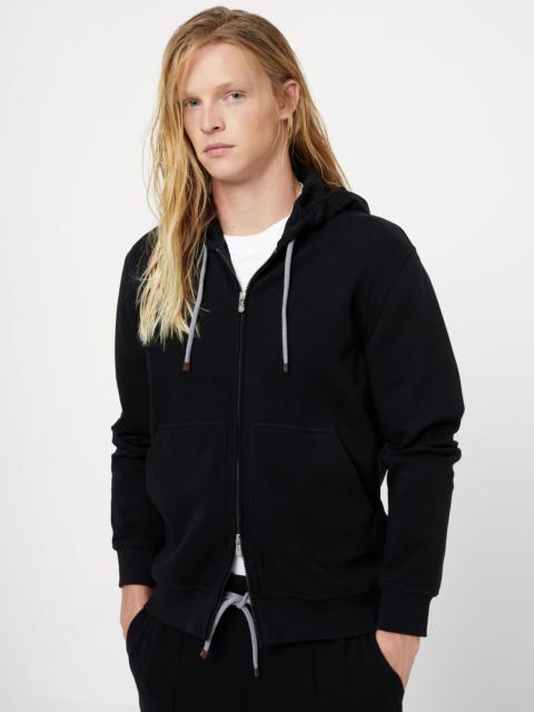 Techno cotton French terry hooded sweatshirt with zipper