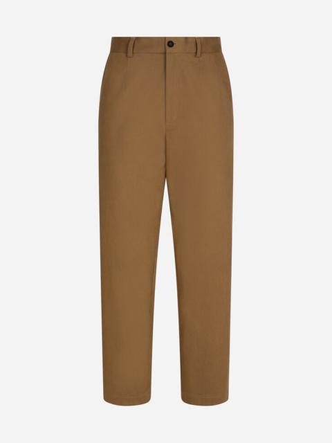 Dolce & Gabbana Stretch drill pants with logo label
