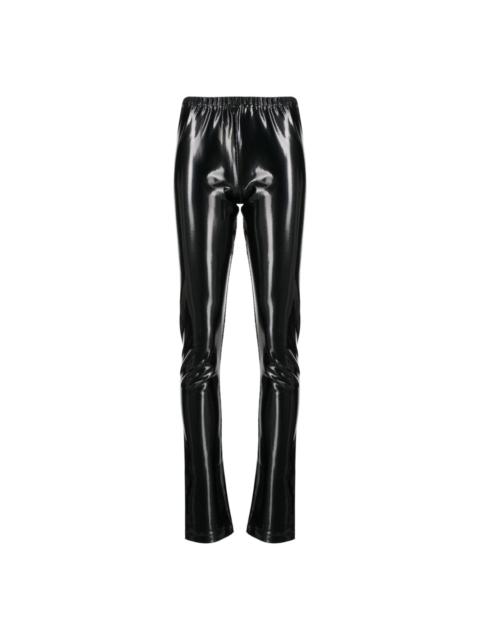 elasticated-waist vinyl trousers