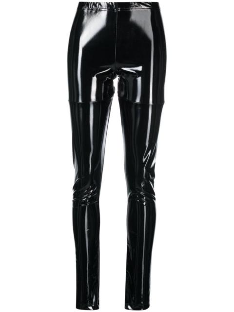 elasticated-waist vinyl trousers