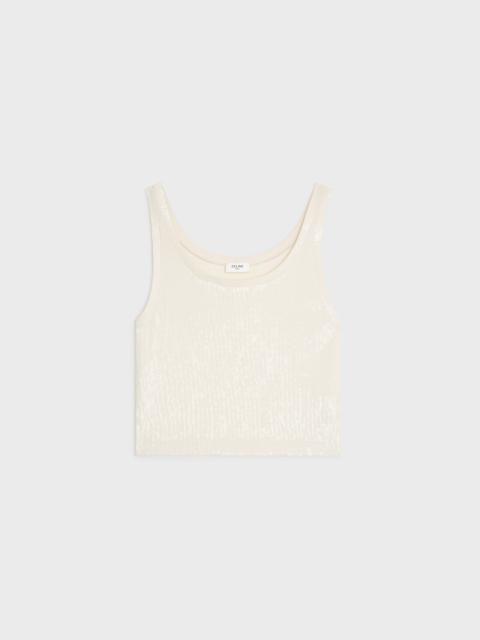 Embroidered tank top in silk jersey