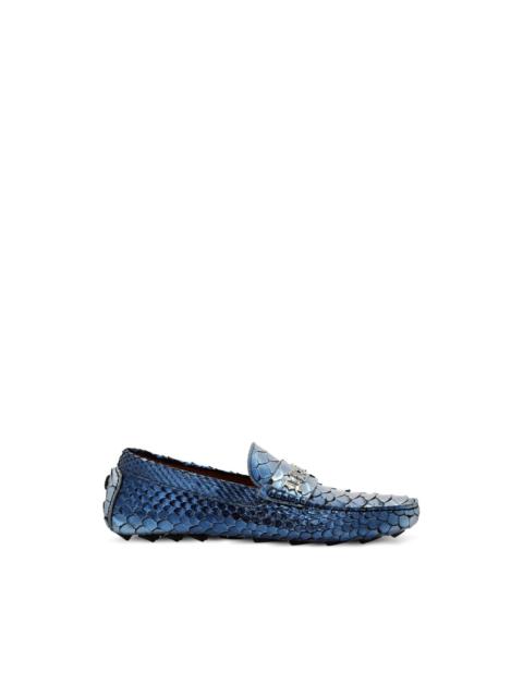 PHILIPP PLEIN metallic python-leather loafers