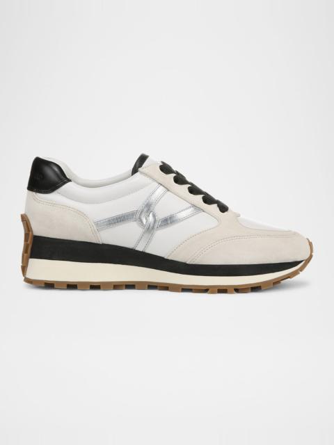 VERONICA BEARD Valentina Mixed Leather Retro Sneakers