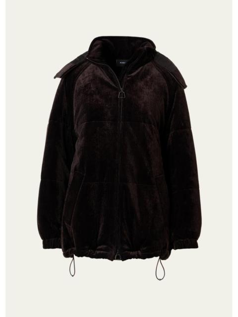 AKRIS Wednesday Corduroy Oversized Parka Jacket With Detachable Hood