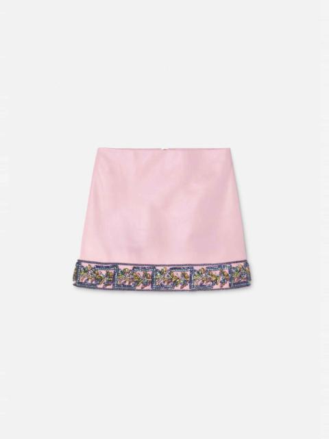 VERSACE I Ventagli Crystal Leather Skirt