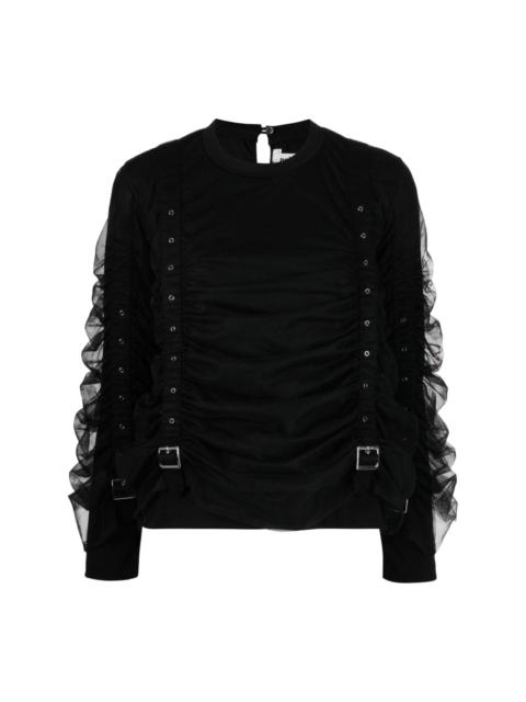 Noir Kei Ninomiya panelled buckled cotton blouse