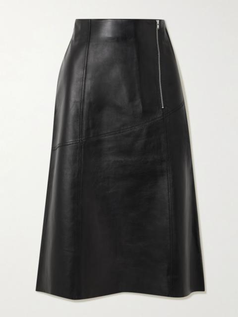 Victoria Beckham Paneled leather midi skirt Black