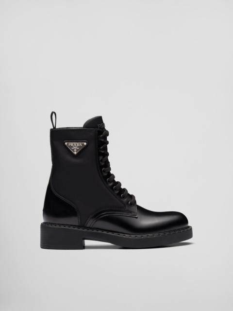 Prada Brushed-leather and Re-Nylon boots