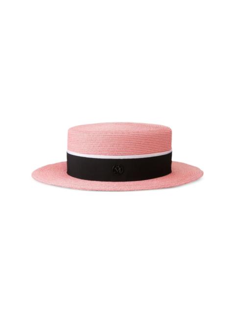 MAISON MICHEL Kiki logo-detail straw fedora