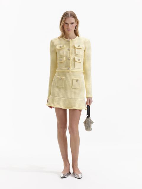 self-portrait Yellow Textured Knit Skirt