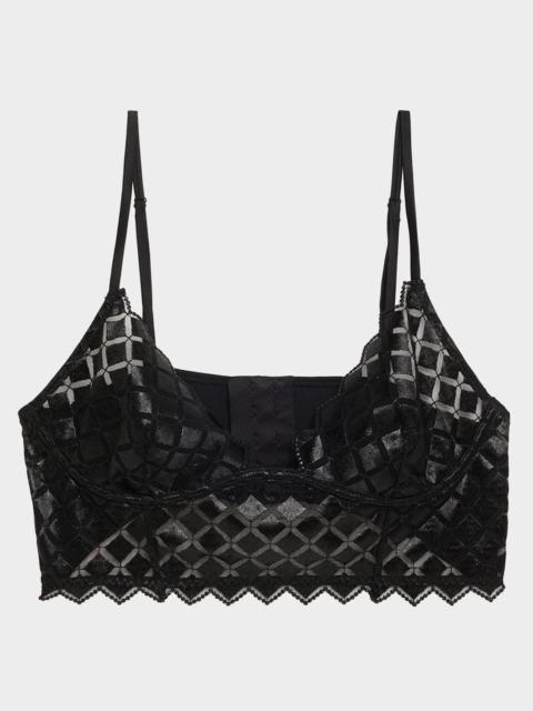 KIKI DE MONTPARNASSE Lamine Diamond-Embroidered Longline Bra