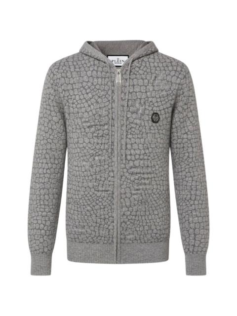 PHILIPP PLEIN wool cashmere zip hoodie Cocco