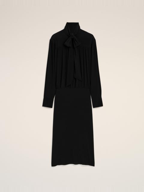 AMI Paris BLACK MIDI LAVALLIERE SILK-BLEND DRESS