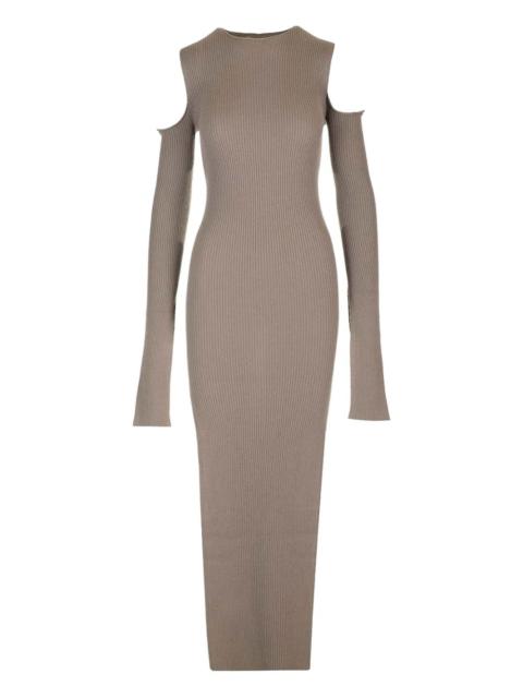 Rick Owens ribbed shoulder-cut maxi dress