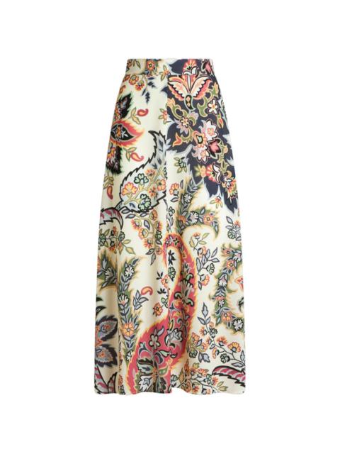 paisley-print A-line midi skirt