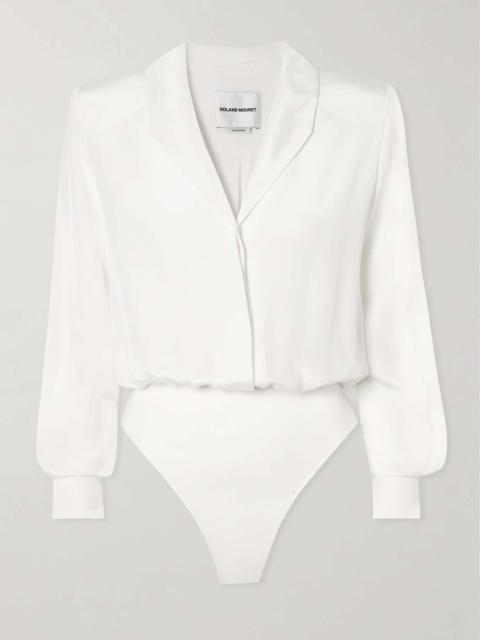 ROLAND MOURET Gathered silk-satin bodysuit