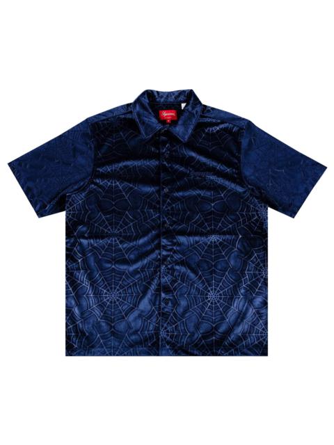Supreme Supreme Spider Web Velvet Short-Sleeve Shirt 'Navy' | REVERSIBLE