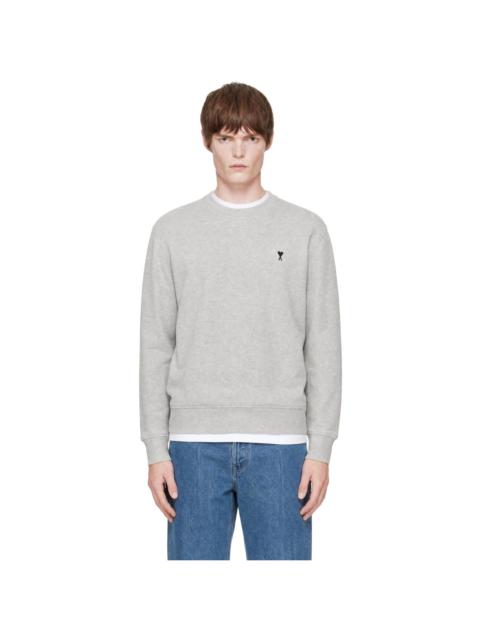 AMI Paris Gray Cotton Ami de Coeur Sweatshirt