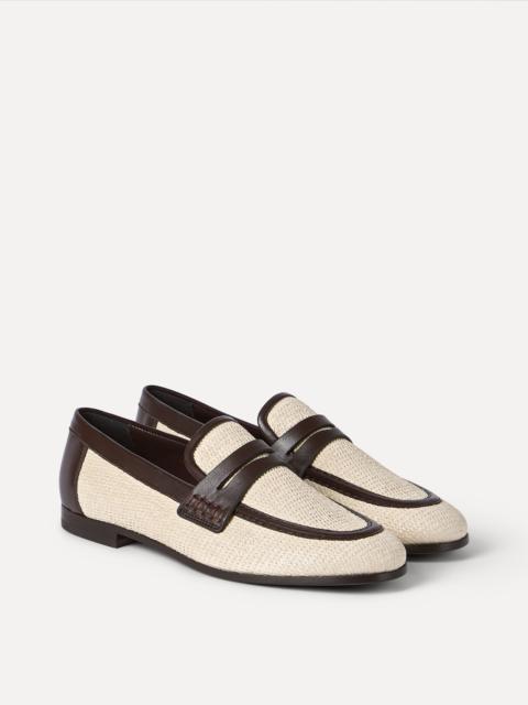 Brunello Cucinelli Techno raffia and leather loafers