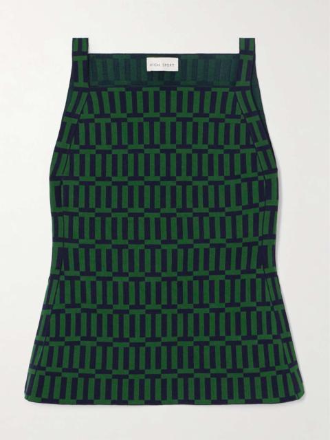 HIGH SPORT Asher cotton-blend jacquard tank Green