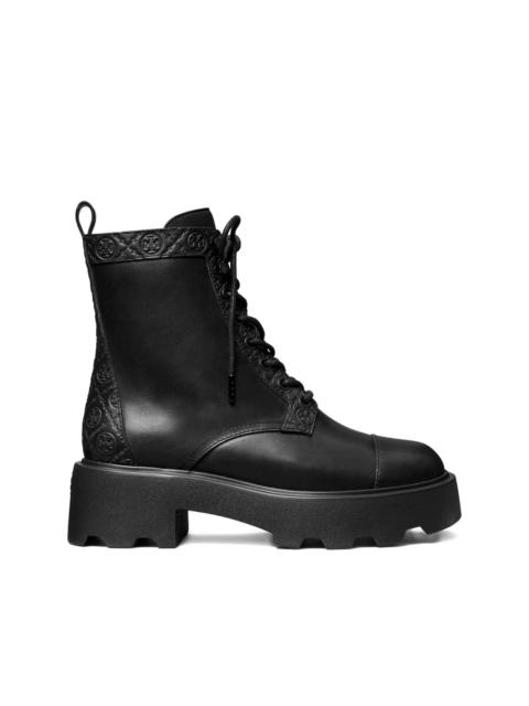 TORY BURCH monogram-detail lug-sole ankle boots