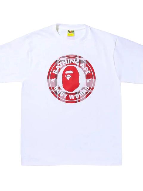 A BATHING APE® Check Gift Busy Works Tee "White / Red" 1I20 110 003 WHITE