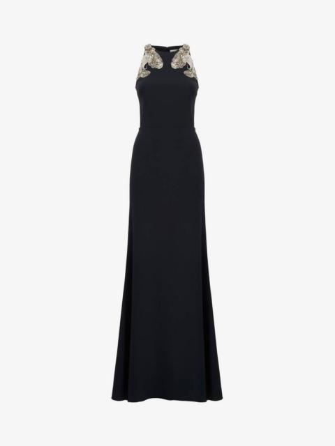 Women's Embroidered Evening Dress in Black