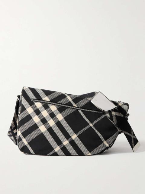 Large Shield Checked Jacquard Messenger Bag